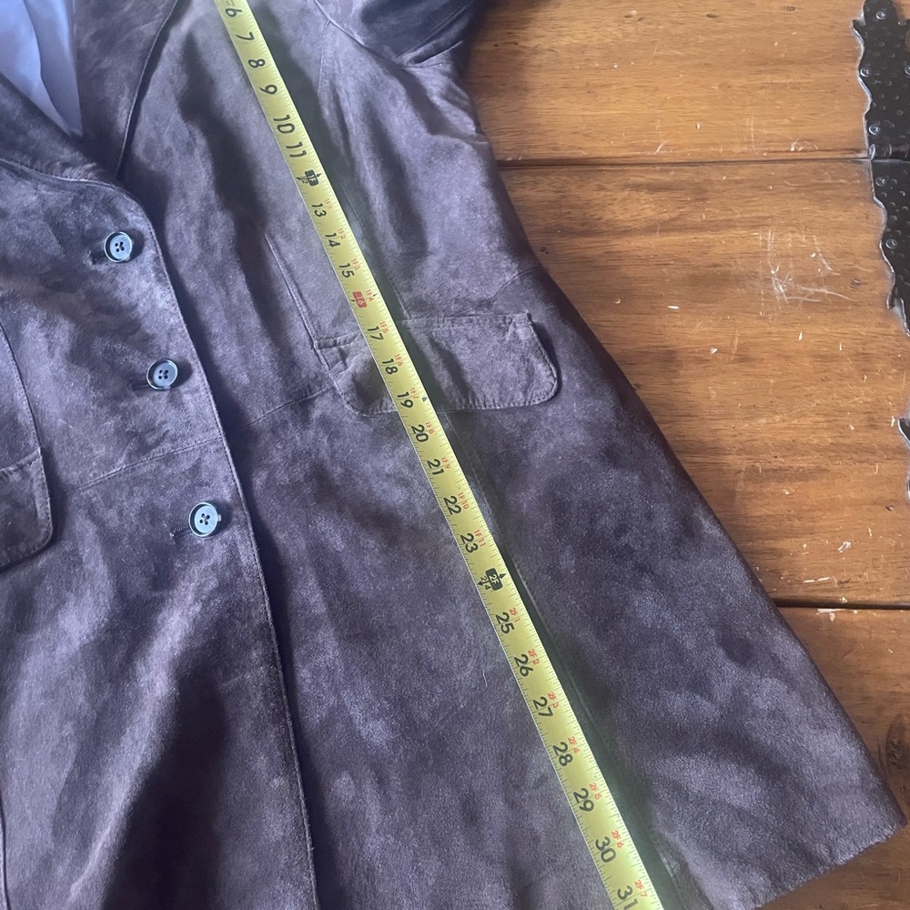 Vintage 90s Y2K Style & Co Long Suede Leather Jacket Coat Size XL Brown - Picture 10 of 12